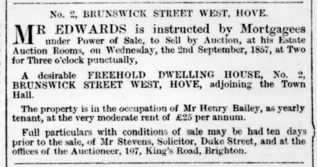 Newspaper cutting of the Brighton Gazette on 13 August 1857