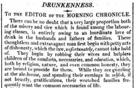 newspaper clipping with a headline of drunkenness