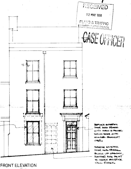 Front elevation of plans for a chnage of use of the building