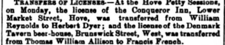 newspaper cutting showing the transfer of the lecence