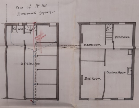 Architect's plan of the conversion of another stable in the street