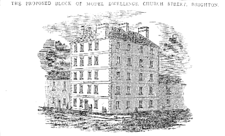 Drawing of the planned elevation of the Church Street Model Dwellings