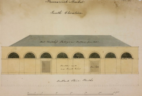 Colour image of the south elevation of the propsed market buidling