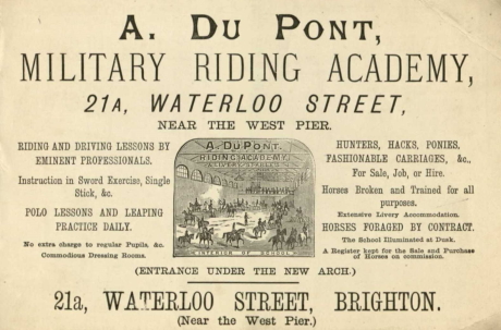 Poster advertising Du Pont's riding school