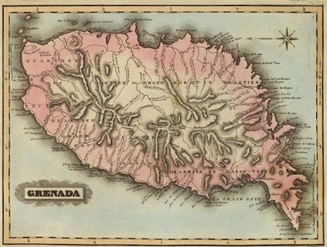 Historic colour map of Grenada