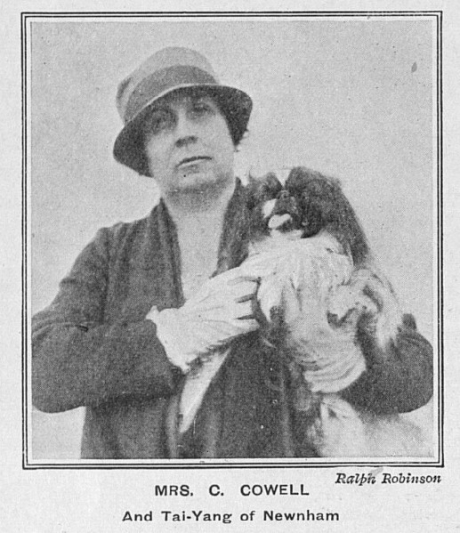 Monochrome photo from a 1920s newspaper of Mrs Cowell