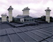 Photograph of roof expanse showing extensive and detailed leadworking