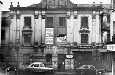 monochrome image of the derelict building in 1975