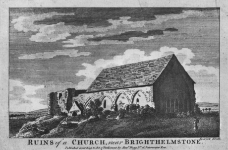 engraving of the ruins of St Andrews old church hove