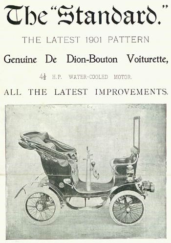 Advert for The Standard, a De Dion-Bouton Voiturette car
