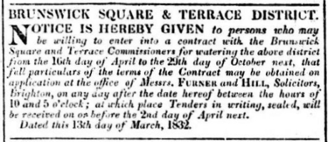 Advert from the Brigthon Gazette for watering the streets