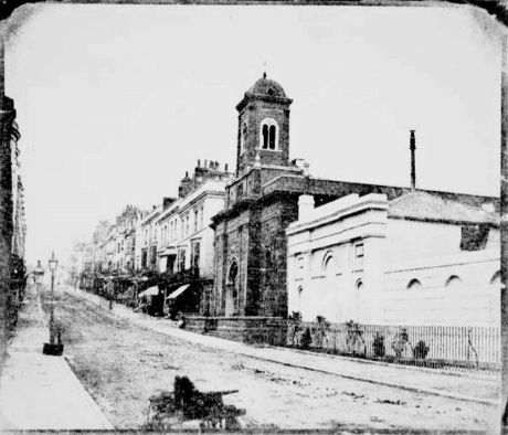 Old photo showing Waterloo Street looking north in the 1860s