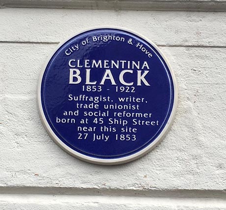 Blue plaque commemorating suffragist Clementina Black