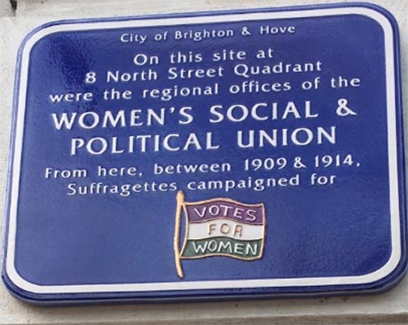 Photo of a commemorative plaque for the Women's Social and Political Union.