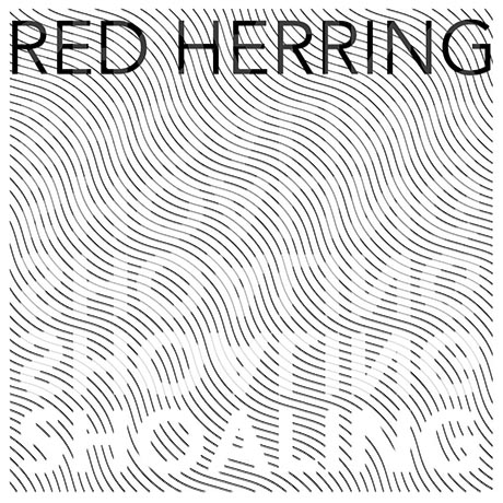 Poster with RED HERRING at the top and SHOALING at the bottom, on a design of black wavy lines on a white ground