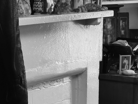 Limewashed hay loft above our stable