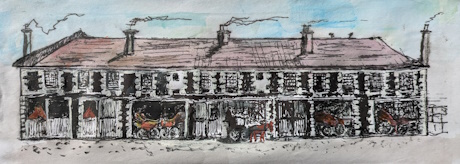 A colour painting of a building